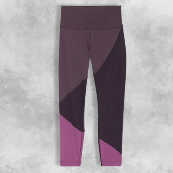 Lululemon Wunder Under Hi-Rise Leggings Color Block Stretchable Purple Pink W 2 - Picture 1 of 5